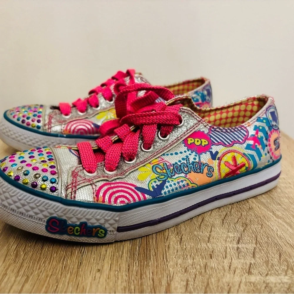 Skechers Kids' Colorful Light up Shoes - Pink and Multicolor